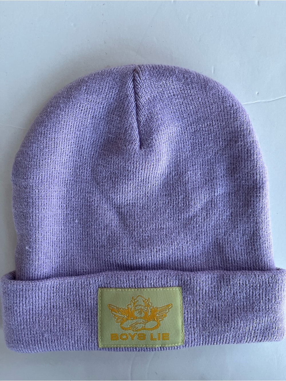 BOYS LIE Lavender Knit Beanie with Cherub Logo Patch Streetwear One size